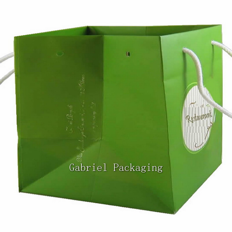 Custom Made Luxury Wide Bottom Take Out Paper Bag with your Design