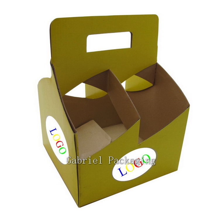 Customized Beer Gift Box Portable corrugated box packaging for 4 bottles