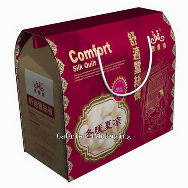 Luxury Custom Design Corrugated Paper Box with Rope for Apparel/Coat/Blanket/Quilt