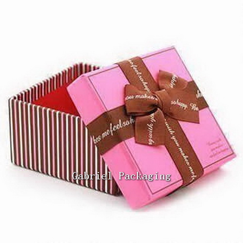 Custom Gift Box with Ribbon(Accept custom artwork/hot stamped logo)