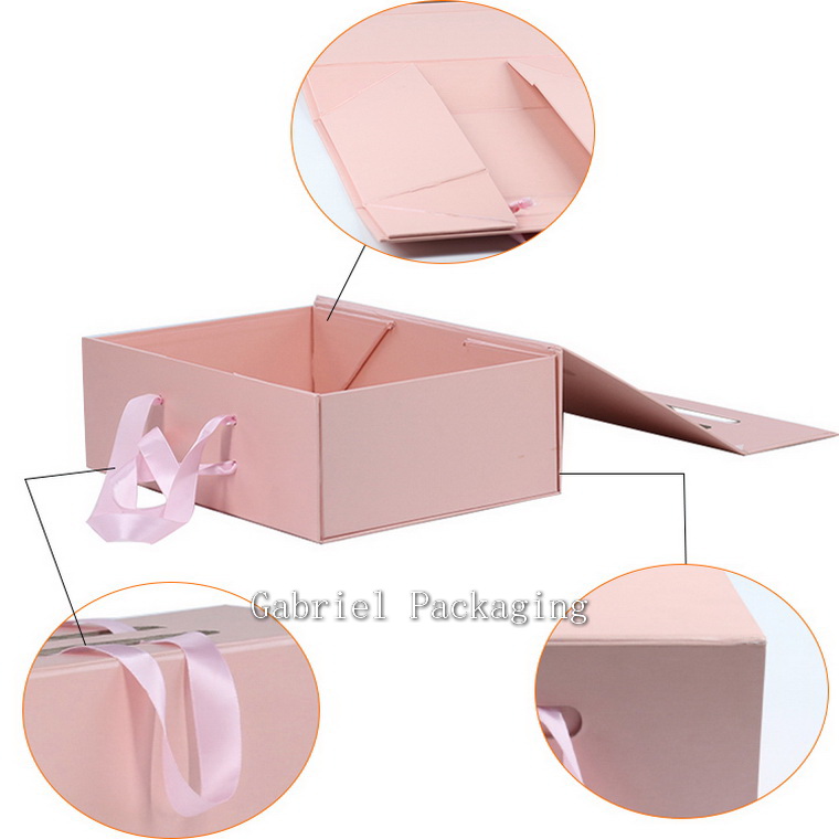 Customized Brand Printing Folding Rigid Show Box with Rope Handle